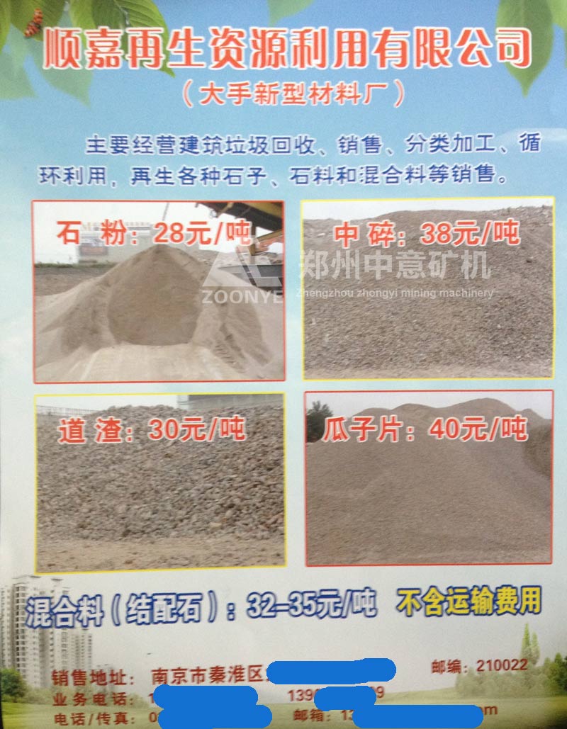 此價格為2014年的再生骨料銷售價格，現在價格已經漲了一倍多